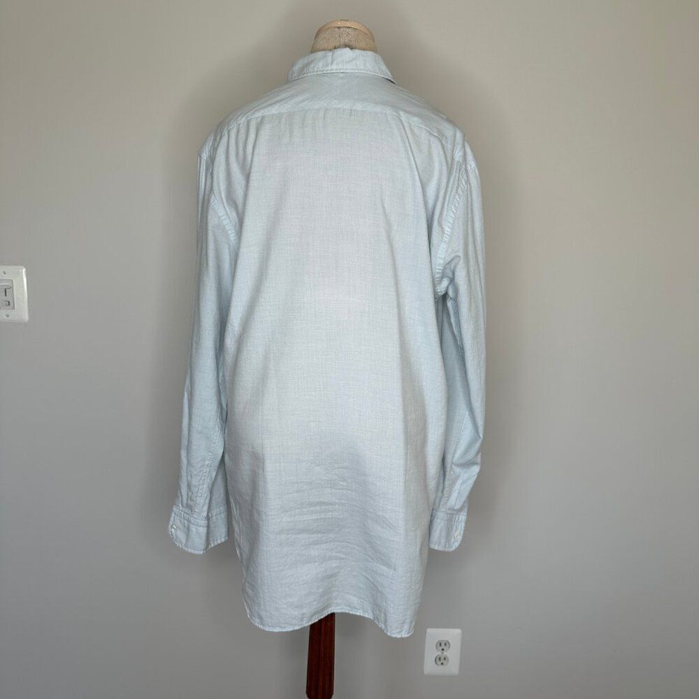 Billy Reid Men's Long Sleeve Cotton Cashmere Shirt Size Large Light Blue - Picture 2 of 5